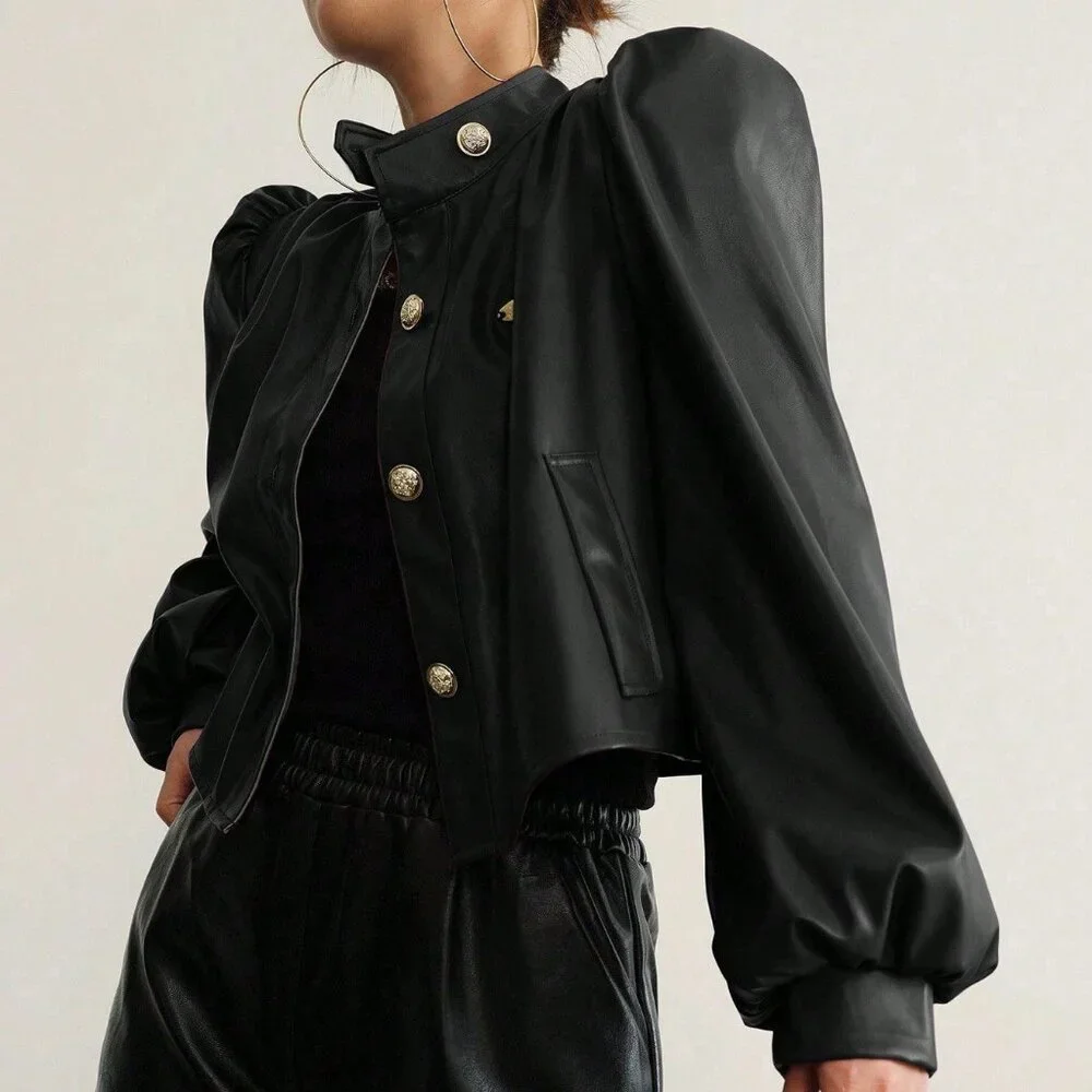 Black Casual Women Long Sleeve Buttoned Shirt - Picture 4 of 6